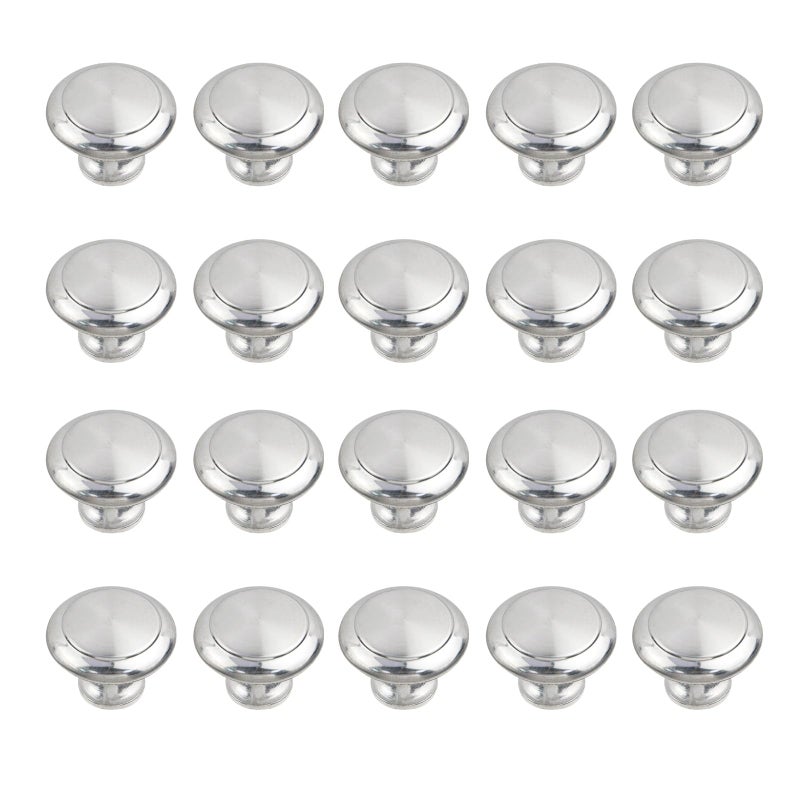 Geesatis 20 pcs Silver Cabinet Knobs Round Brushed Nickel Drawer Knobs Modern Cabinet Door Knobs Kitchen Cabinet Knobs, with Mounting Screws, Knob Dia 1.2 inch - Image 1